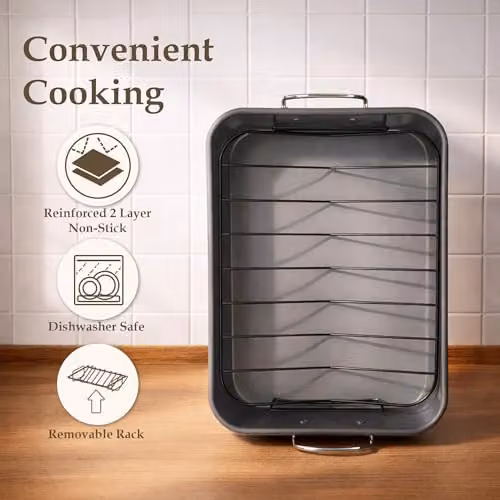 Carter & Clay Steel Non-Stick Rectangular Roasting Dish in Silver and Grey – 4