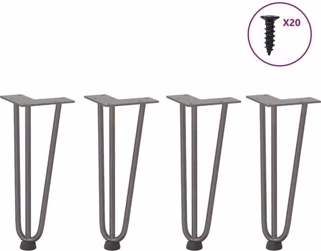 Berkfield Home Hairpin Table Legs, 4 Pieces, Brown Steel, Height: 30 cm