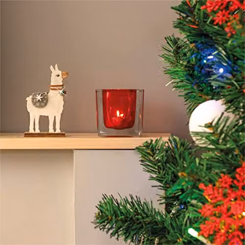 Netagon White Wooden Alpaca Ornament with Silver Saddle and Bell, W/D/H: 13 x 4 x 7 cm – 2