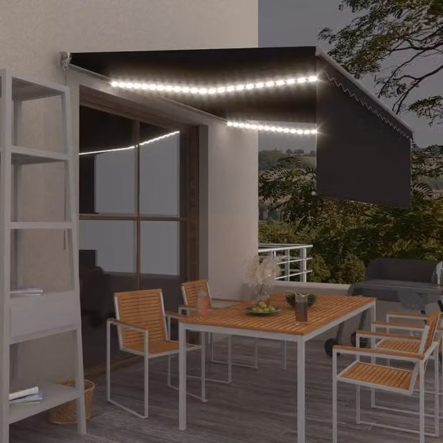Berkfield Home Manual Retractable Awning with Blind and LED, W: 4 m, D: 3 m, Anthracite and Black – 1
