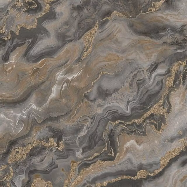 Elle Decoration Abstract Marble Vinyl Textured Wallpaper in Taupe, Gold and Grey