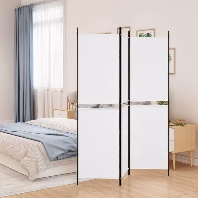Berkfield Home 3-Panel Fabric Room Divider, White, W/H: 150 x 180 cm