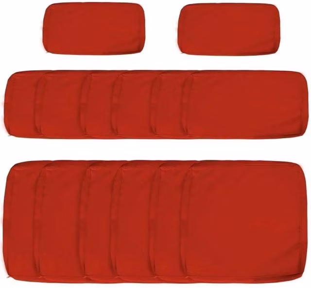 FLAVORA Set of 14 Red Polyester Garden Rattan Sofa Replacement Covers – 1