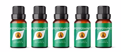 Aroma Energy Peppermint Pure Essential Oil, 10ml (5 x 10ml Bottles), Green – 1
