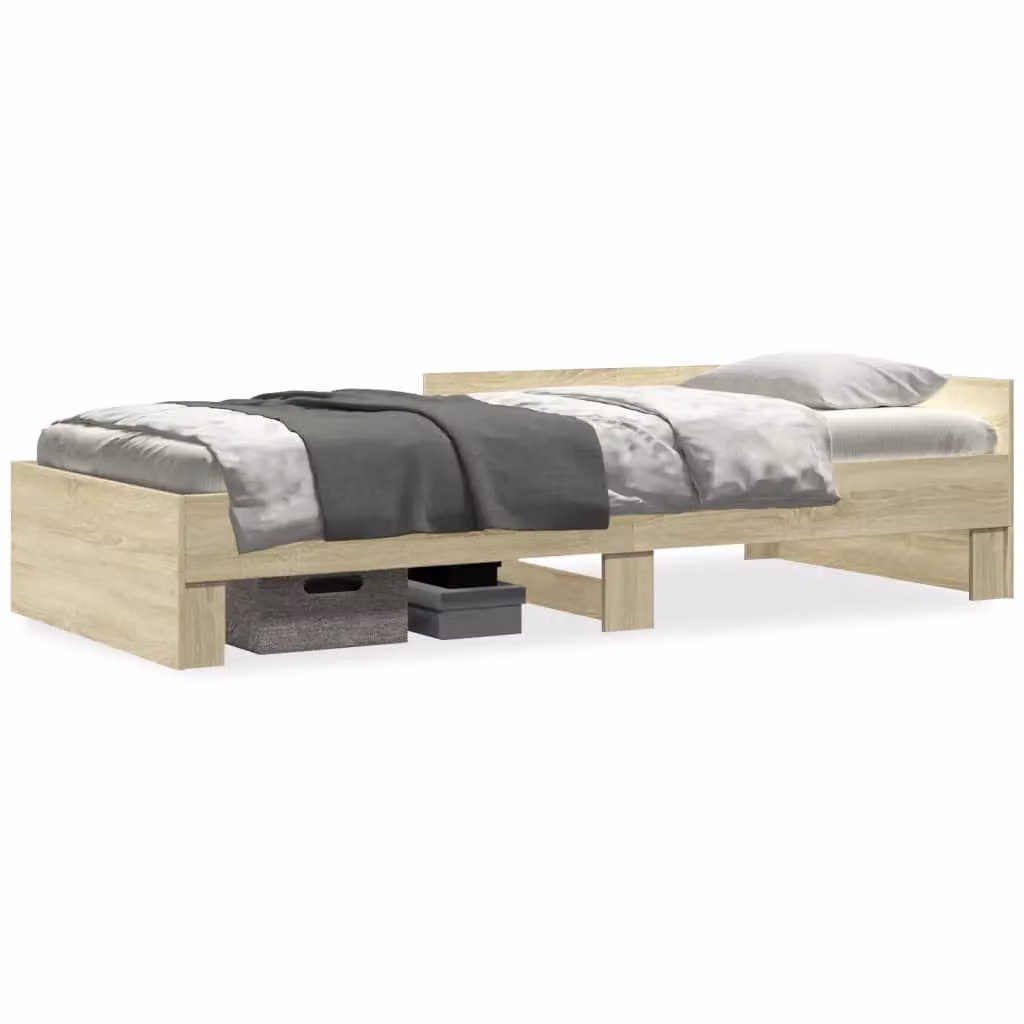 Berkfield Home Sonoma Oak Small Single Bed Frame in Brown, W: 75 cm, L: 190 cm – 2
