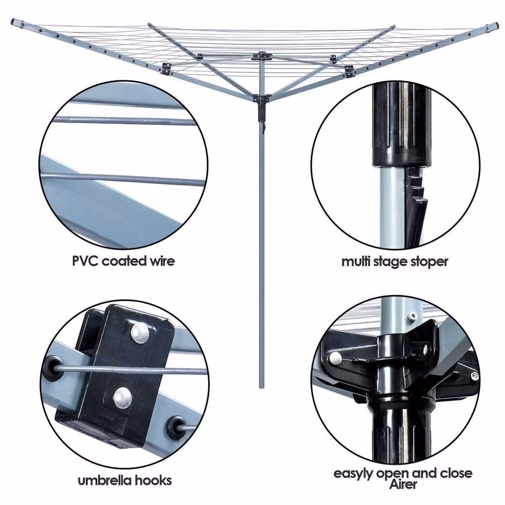 Spetlek 40m Rotary Airer Garden Clothes Line Dryer with 4 Arms in Silver, W/D/H: 100 x 60 x 100 cm – 2