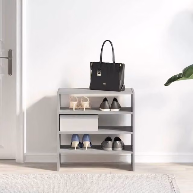 Berkfield Home Stackable Shoe Racks, 2 Pieces, Concrete Grey, W/D/H: 60 x 30 x 30.5 cm