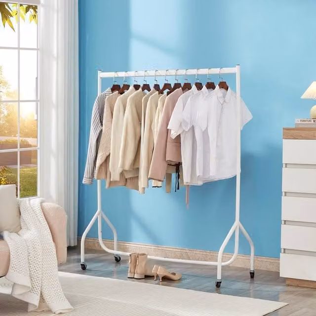 House of Home Heavy Duty Metal Clothes Rail in Matt White