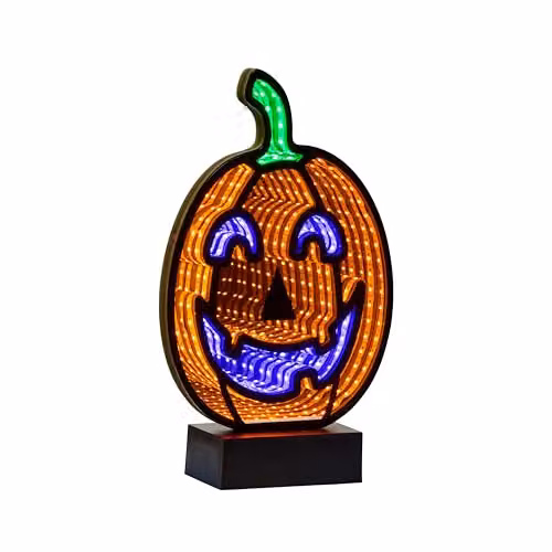 Garden Greatness Multicolour Pumpkin LED Infinity Mirror Halloween Decoration, Height: 28 cm – 2