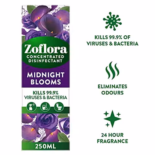 Zoflora Midnight Blooms Concentrated Multipurpose Disinfectant Liquid, 250 ml – 2