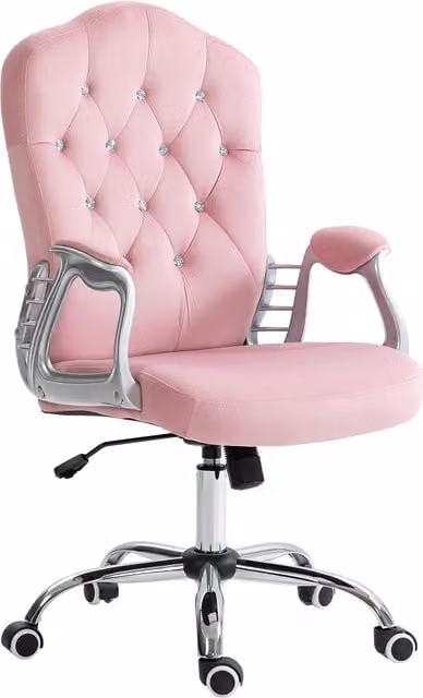 Vinsetto Pink Velvet Glamour Home Office Task Chair with 360 Degree Swivel and Adjustable Height