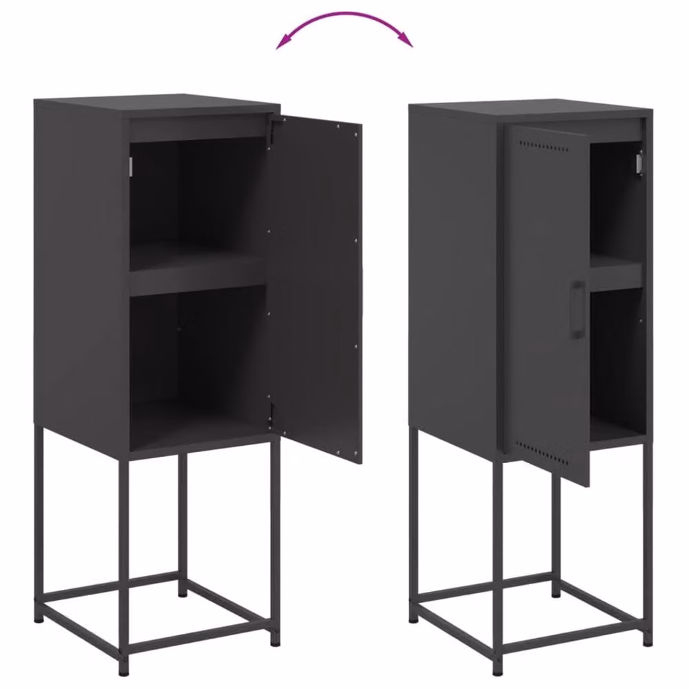 Berkfield Home Black Matt Steel Highboard W/D/H: 36 x 39 x 107 cm – 4