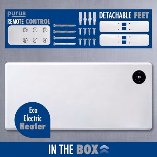 Purus 2000W WiFi Smart Electric Convector Panel Heater, White, Wall Mounted or Freestanding – 4