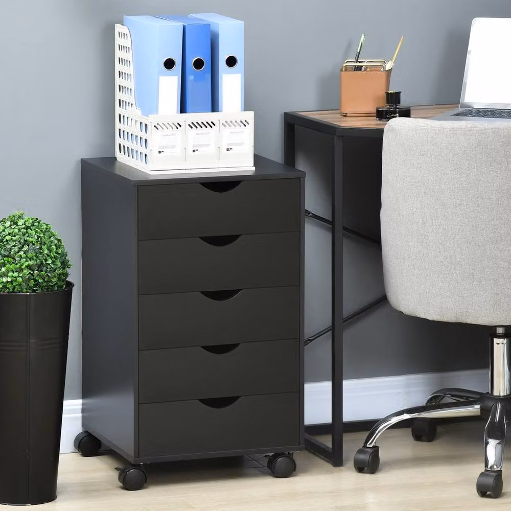 KORVIXA Black Vertical Rolling Under Desk Drawer with Castors – 3