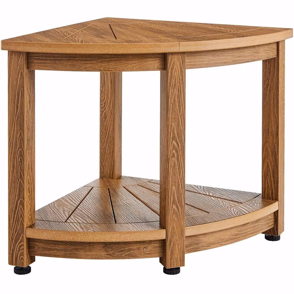 VEVOR Durable Non-Slip Shower Bench in Brown Faux Wood Grain Polystyrene – 5