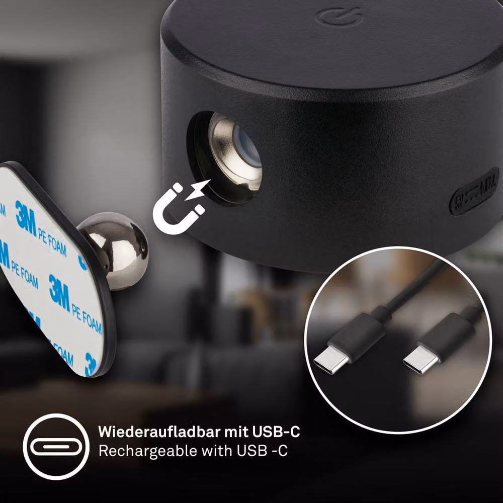 Briloner Rechargeable Cordless LED Wall Light, Dimmable and Touch Controlled, Black, W/D/H: 9 x 7.5 x 4 cm – 3