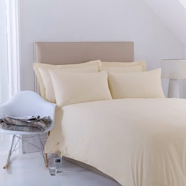 Charlotte Thomas Beige Percale Cotton Duvet Cover Set