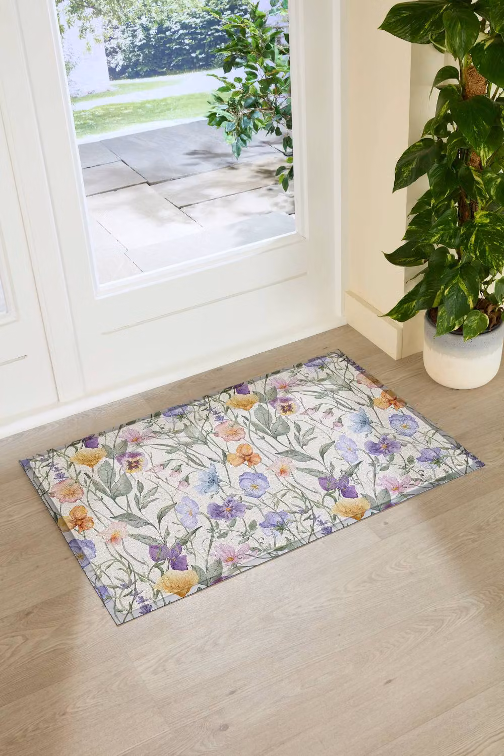 Artsy Mats Watercolour Wild Flowers Floral Doormat, Multicolour, W: 60 cm, D: 90 cm – 2