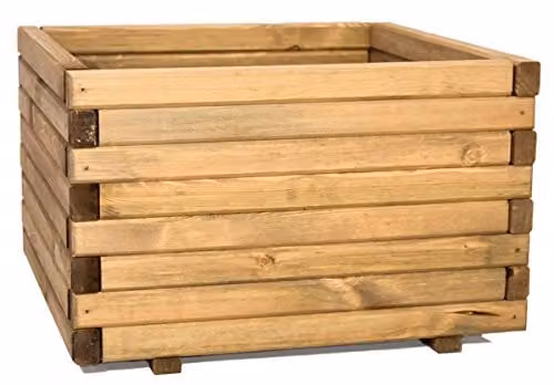 Primrose Wooden Planter Tub in Grey, Brown or Beige, W/D/H: 60 x 60 x 60 cm