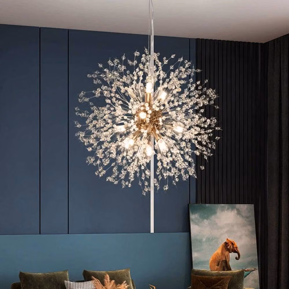 FORGEVIO Gold Modern Fireworks LED Crystal Chandelier in Gold and Brass with Warm White Light – 3
