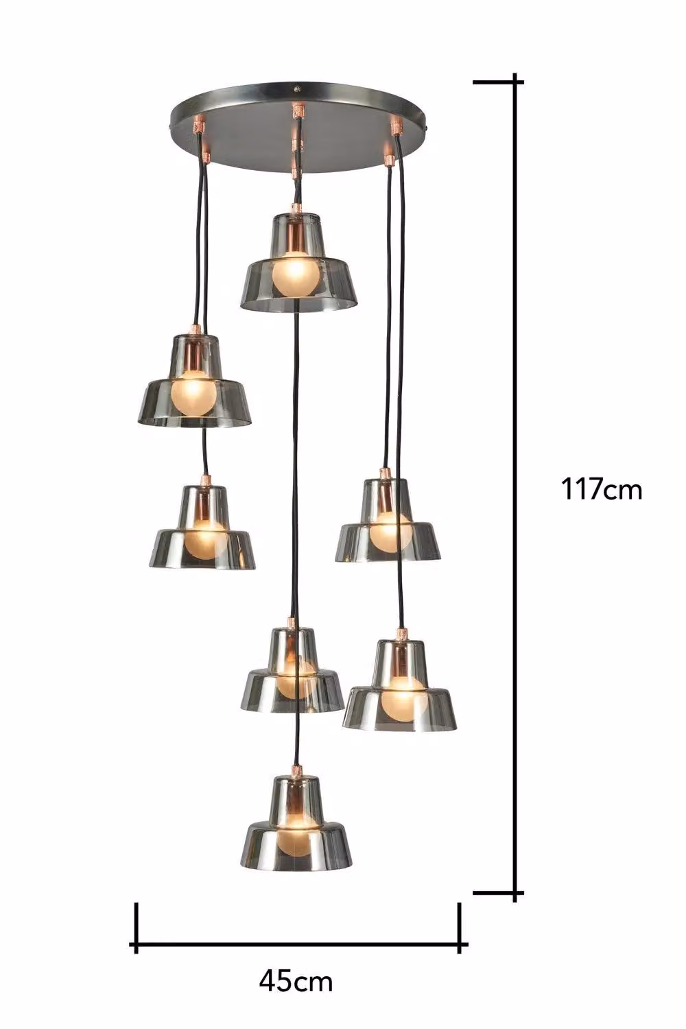 BHS Lighting Demi Silver and Copper Glass Pendant Ceiling Light – 2