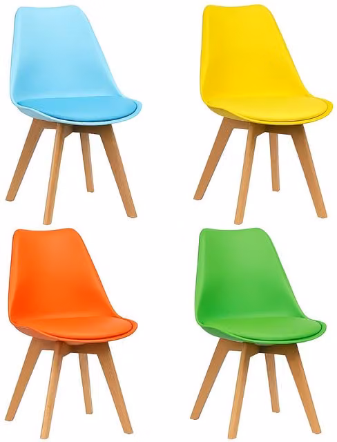 KOSY KOALA Set of 4 Multicolour Modern Tulip Dining Chairs in Synthetic Leather – 1