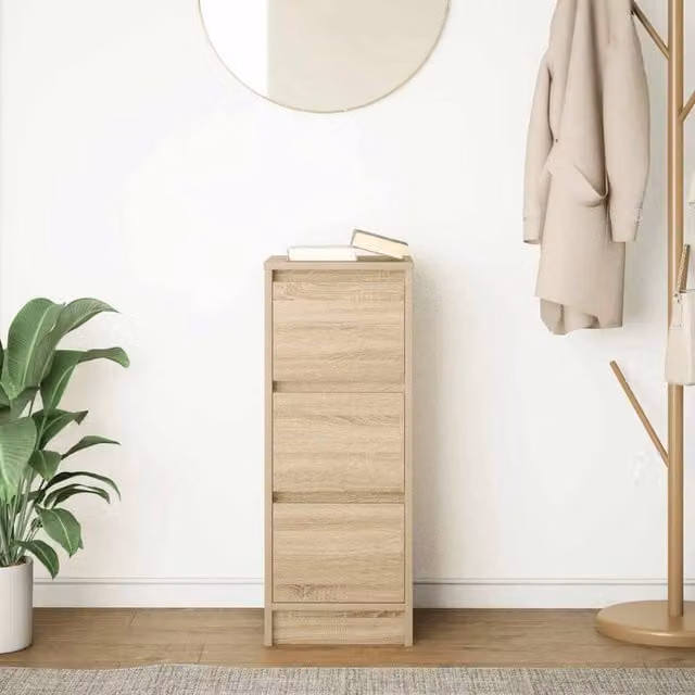 Berkfield Home Sonoma Oak Sideboard in Light Oak, W/D/H: 29.5 x 34 x 76 cm – 1