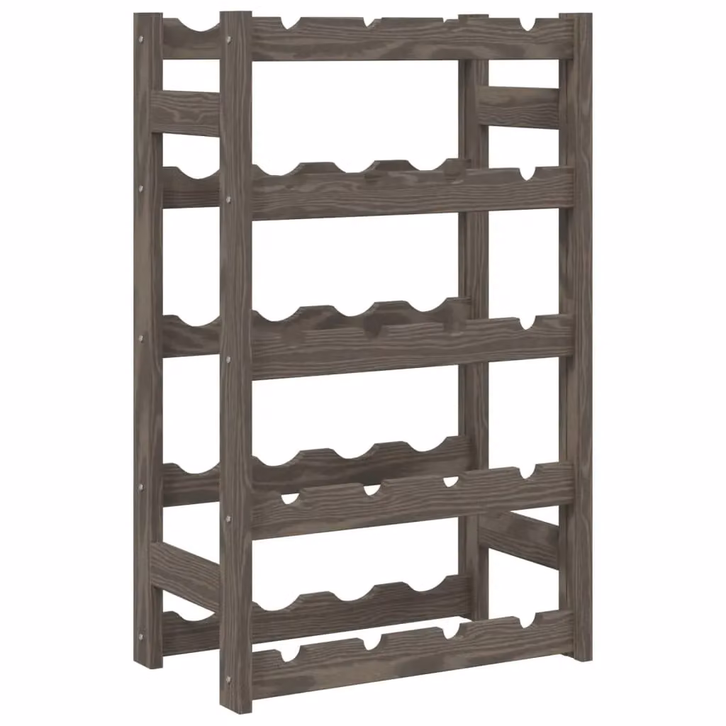 Berkfield Home Grey Solid Pine Wall Mounted Rustic Wine Rack for 20 Bottles – 2