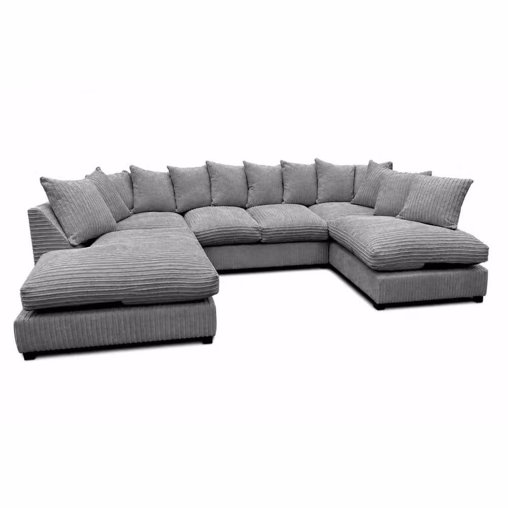 Snug Furniture Birmingham Ltd Preston U-Shaped Jumbo Cord Scatter-Back Corner Sofa in Grey – 2