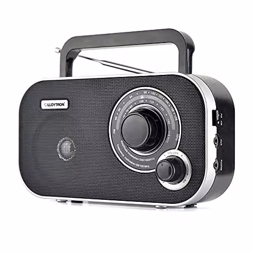 LLOYTRON Calypso Portable AM/FM Radio with 3.5mm Jack, Black – 1
