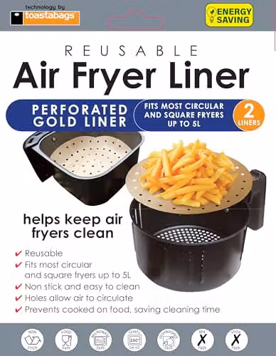 Toastabags Non-Stick Reusable Round Air Fryer Liners, Brown, 2-Pack – 3