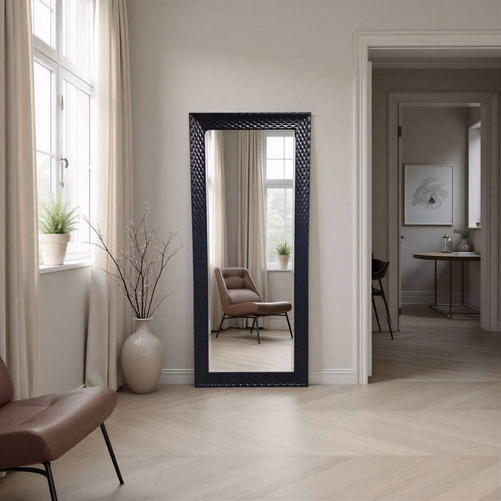 Yearn Mirrors Diamont Full Length Black Bevelled Framed Mirror – 2