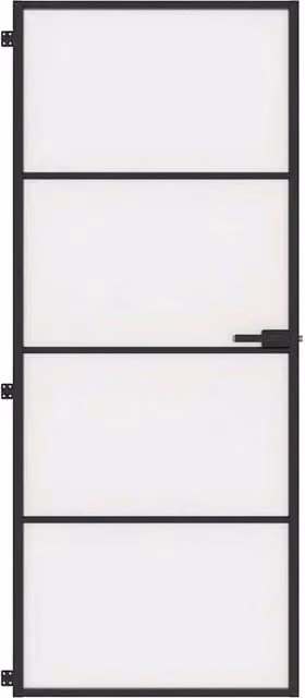 Berkfield Modern Slim Interior Door in Black with Tempered Glass and Aluminium, W: 83 cm, H: 201.5 cm – 1