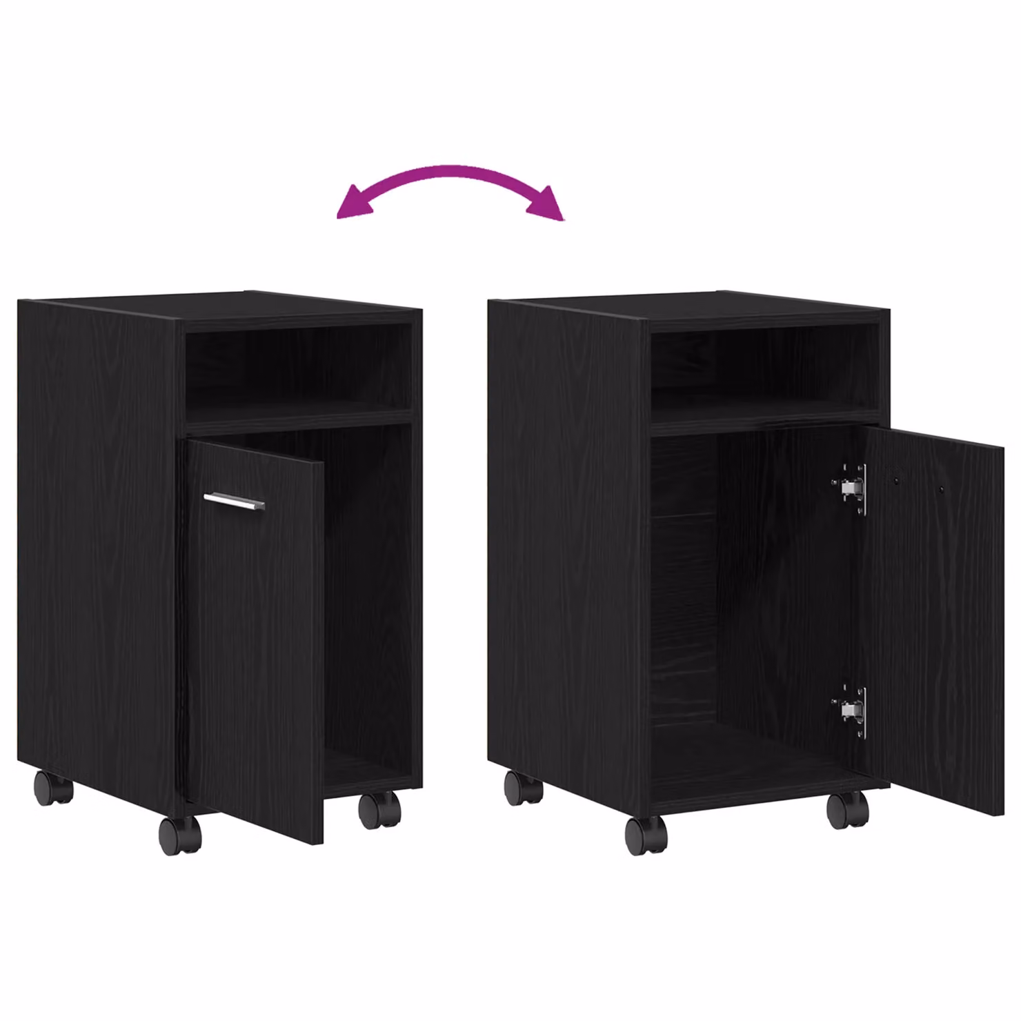 Berkfield Home Side Cabinet on Wheels in Black Oak, W/D/H: 33 x 38 x 60 cm – 6