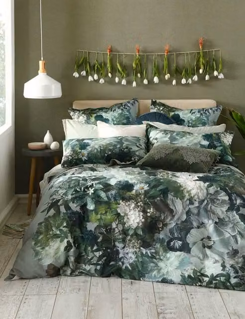 MM Linen Florian Floral Pure Cotton Bedding Set, Multicolour, W: 180 cm, H: 200 cm