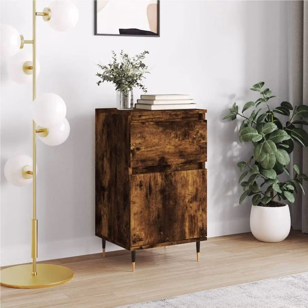 Berkfield Home Smoked Oak Sideboard in Brown, W/D/H: 40 x 35 x 70 cm – 2