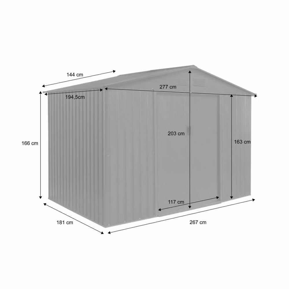 sweeek Metal Garden Shed with Anchoring Kit, Dark Grey, 5.29m² – 3