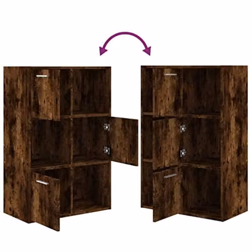 vidaXL Modern Oak Storage Cabinet in Brown, W/D/H: 60 x 29.5 x 90 cm – 4