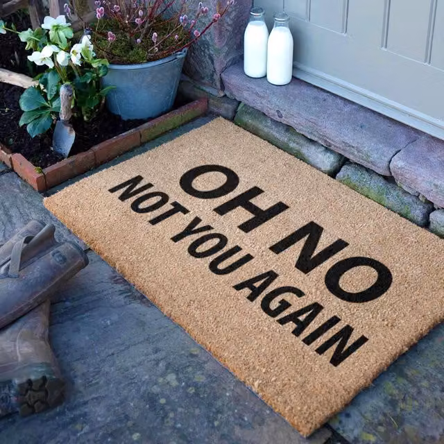 Artsy Mats Not You Again Country Coir Doormat in Grey and Brown, W: 90 cm, D: 60 cm