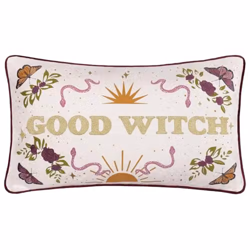 Riva Home Good Witch Rectangular Velvet Cushion in White and Gold, W/D/H: 50 x 30 x 30 cm – 1