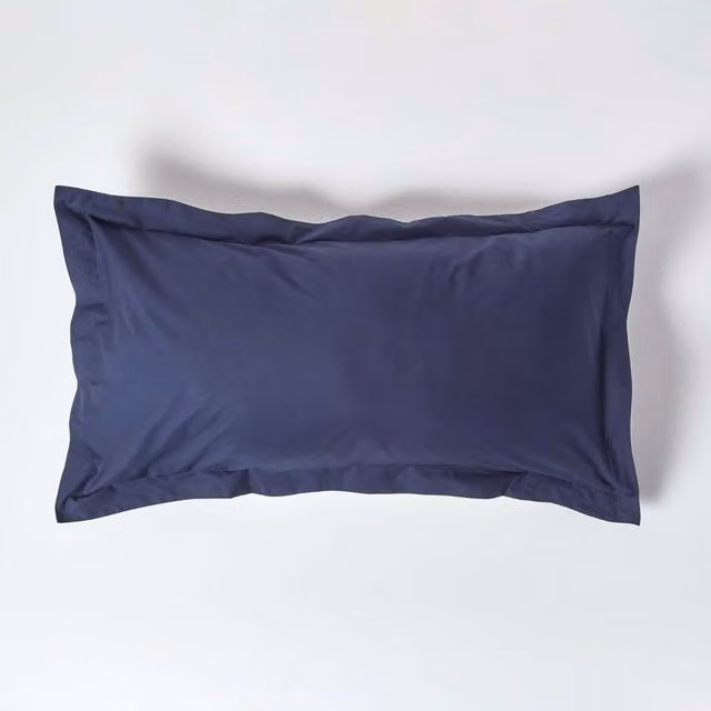 Homescapes 200 Thread Count Egyptian Cotton Percale Pillowcase, Blue