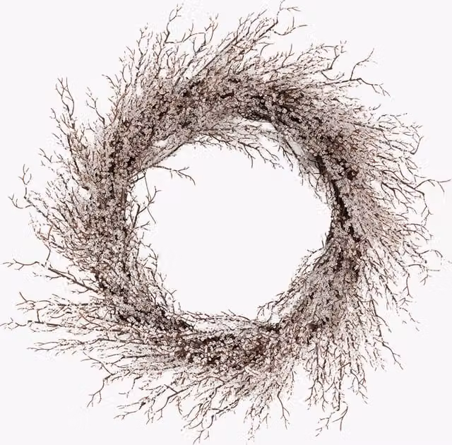 Perch & Parrow Winter Frost Twig Wreath in White