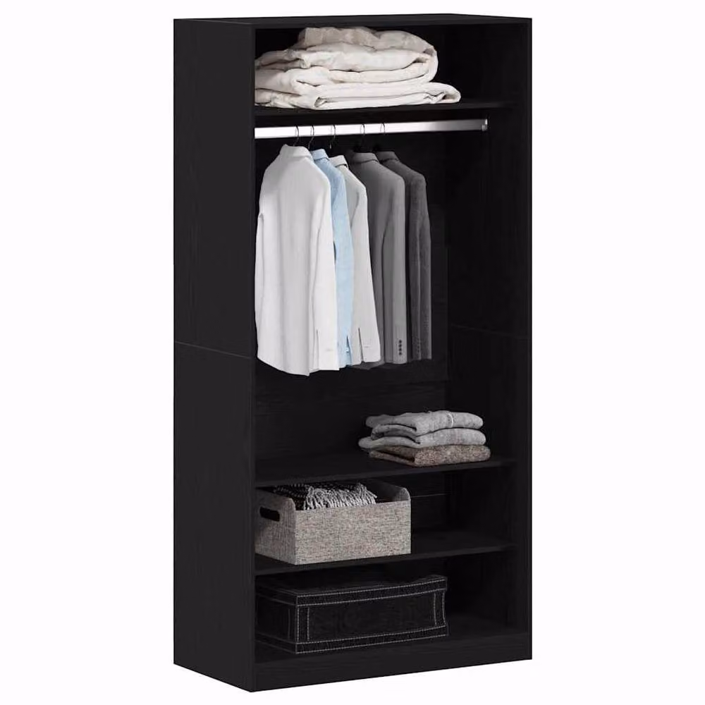 Berkfield Home Black Modern Wardrobe with Integrated Drawers and Internal Shelves, W/D/H: 100 x 50 x 200 cm – 3