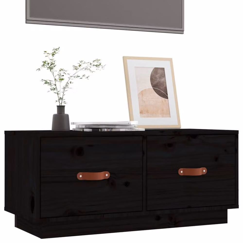 Berkfield Home Black Solid Wood Pine TV Cabinet W/D/H: 80 x 34 x 35 cm – 3