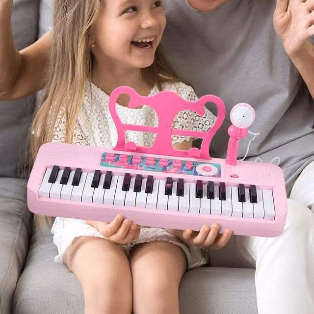 Kidkid Electronic Piano Keyboard with Microphone, Pink