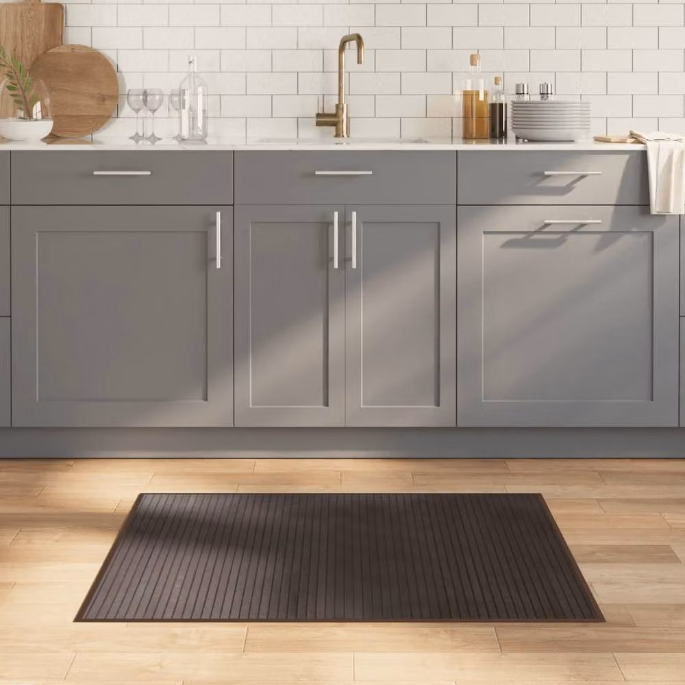 Berkfield Home Rectangular Bamboo Rug in Dark Brown, W: 100 cm, D: 70 cm – 2