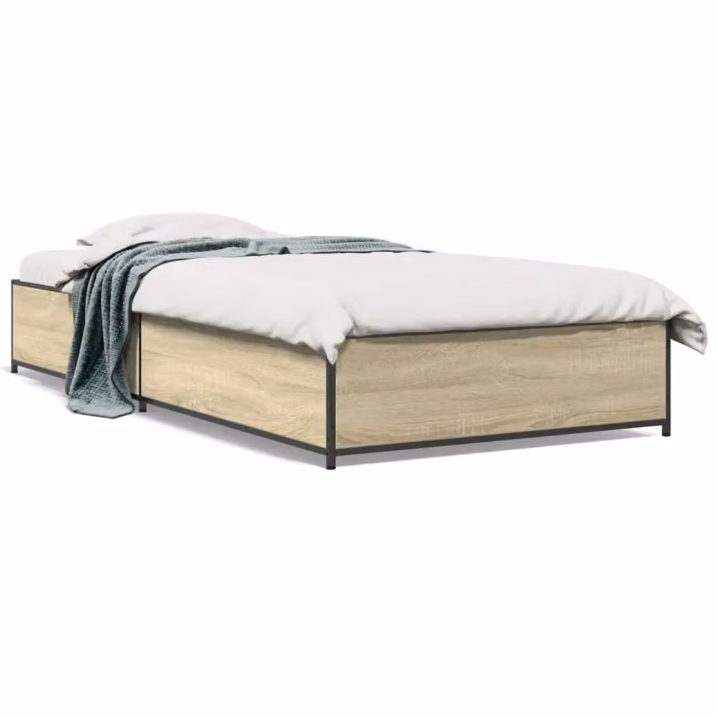 Berkfield Home Sonoma Oak Small Single Bed Frame in Brown W/D/H: 75 x 190 cm – 2