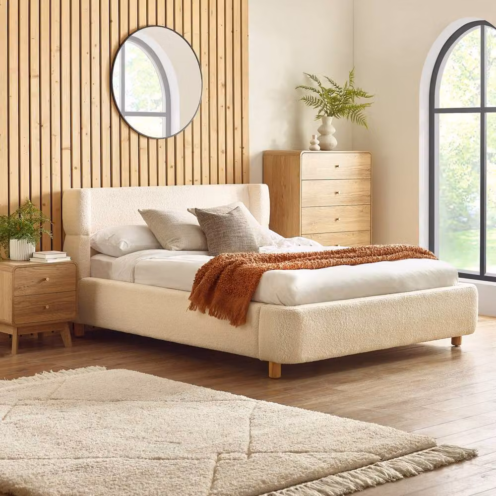 Cheshire Silverwood Cream Bouclé Upholstered Bed, W/D/H: 150 x 200 cm – 2