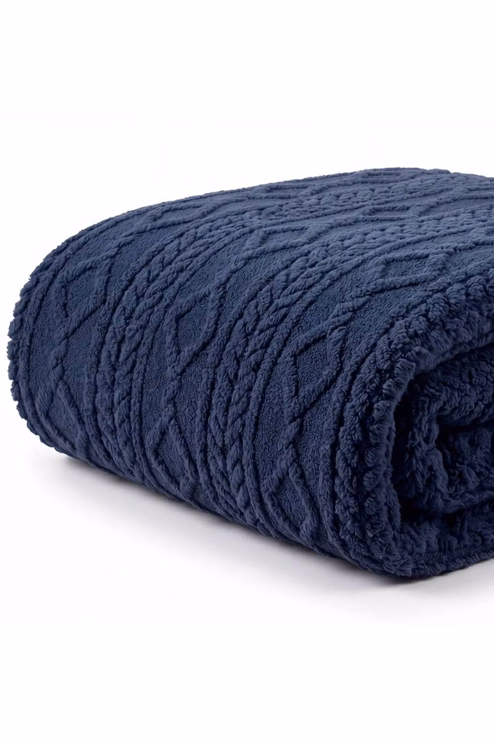 Deyongs Helsingborg Teddy Supersoft Jacquard Throw in Dark Blue, W: 130 cm, L: 180 cm – 2