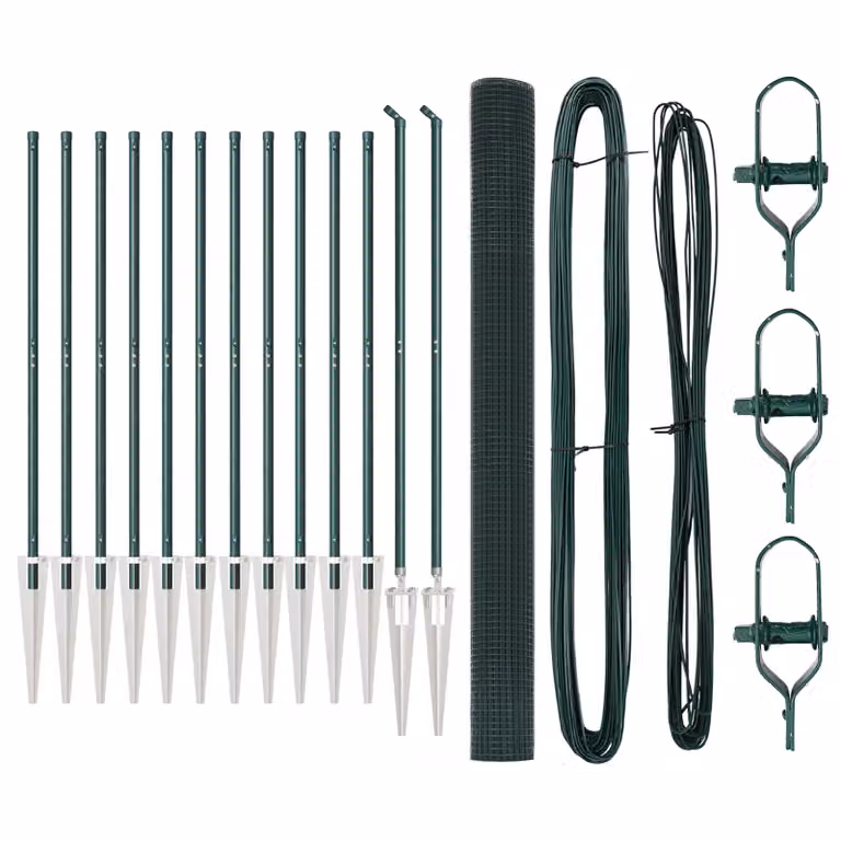 Berkfield Home Green Steel Welded Wire Fence with 13 In-Ground Spike Posts, 6 x 25 m
